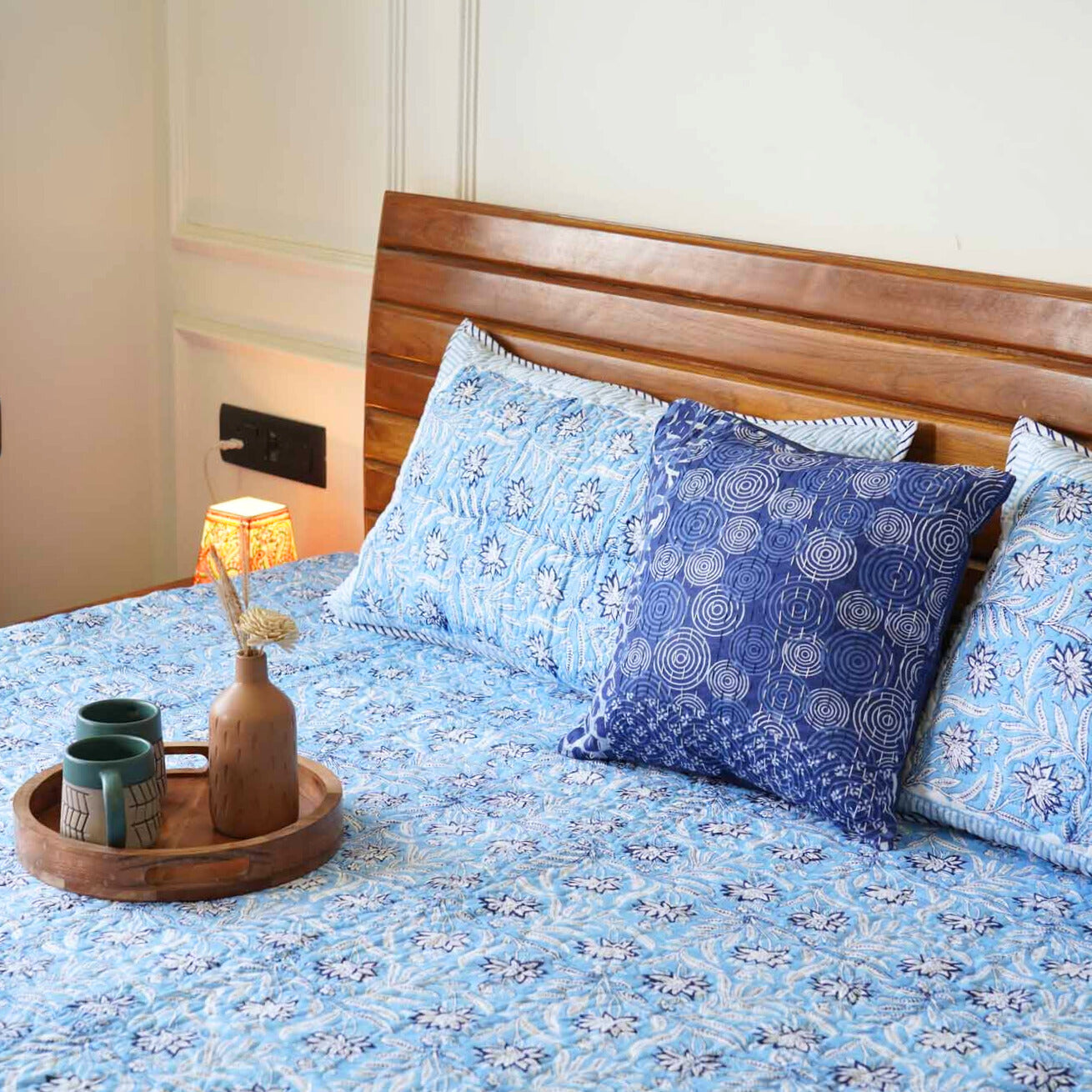 Aparajita - Quilted and Reversible Handblock Bedcover I Comforter