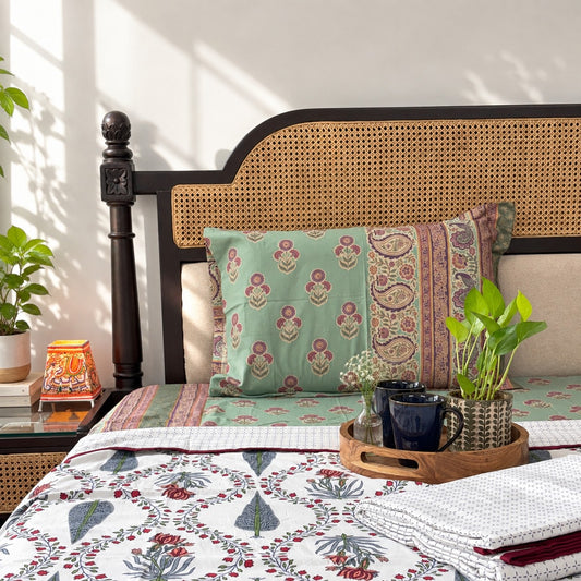 Pair Of Single Bed Reversible Mul Dohar – Khushamadeed Grey