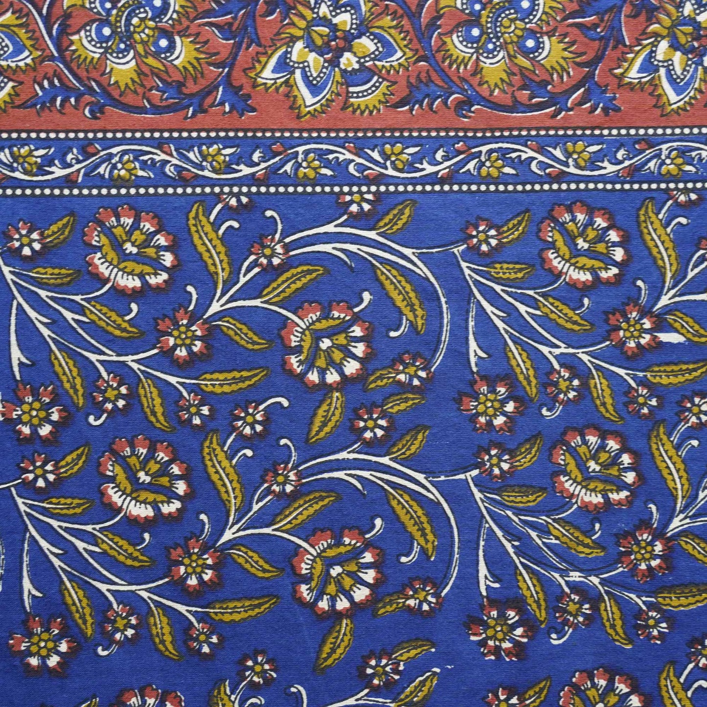 Kalamkari Blue S - Flat I Fitted Bedsheet (108x108 Inches)