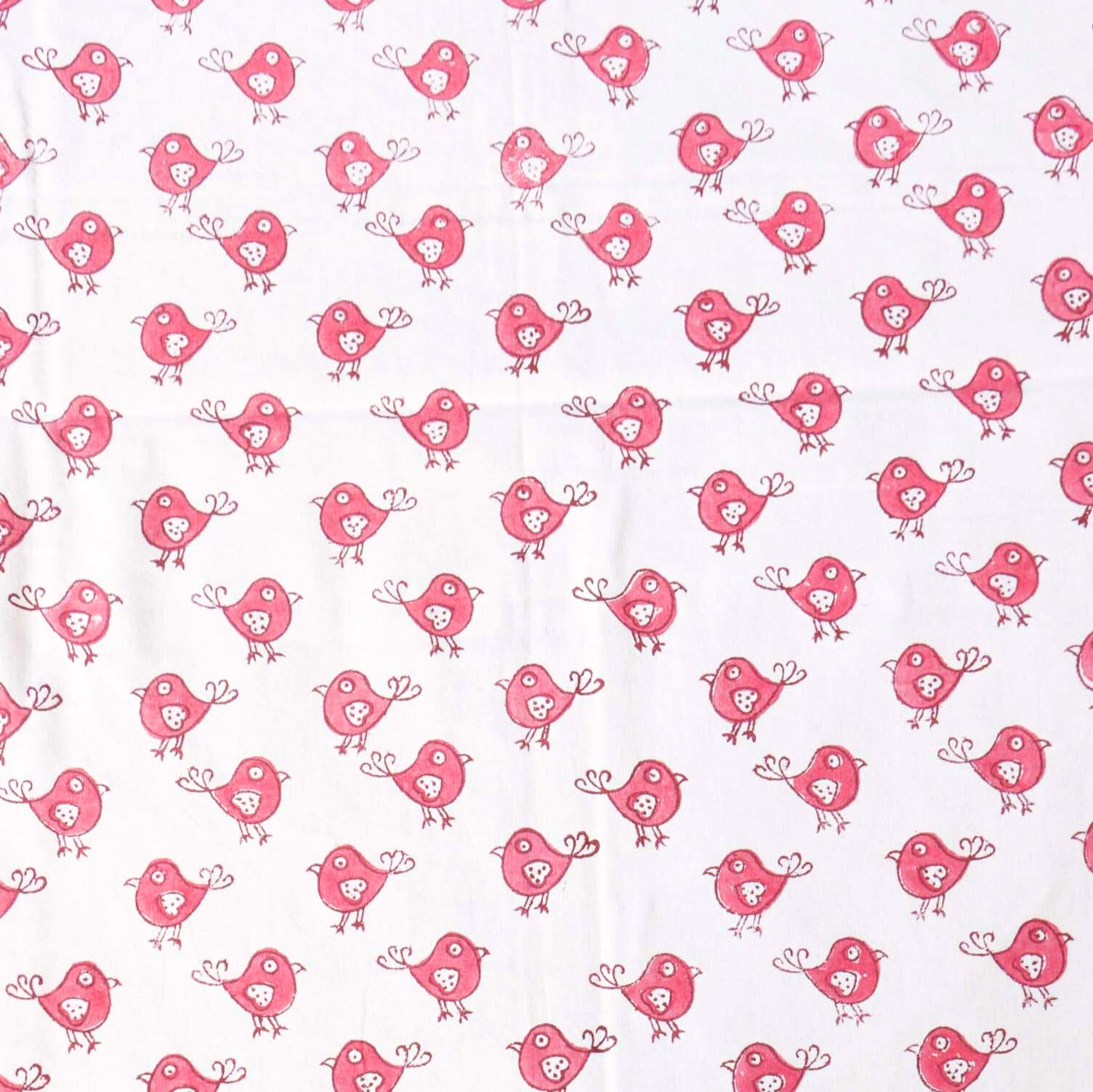 Pink Bird - Handblock Bedsheet (108x108 inches)