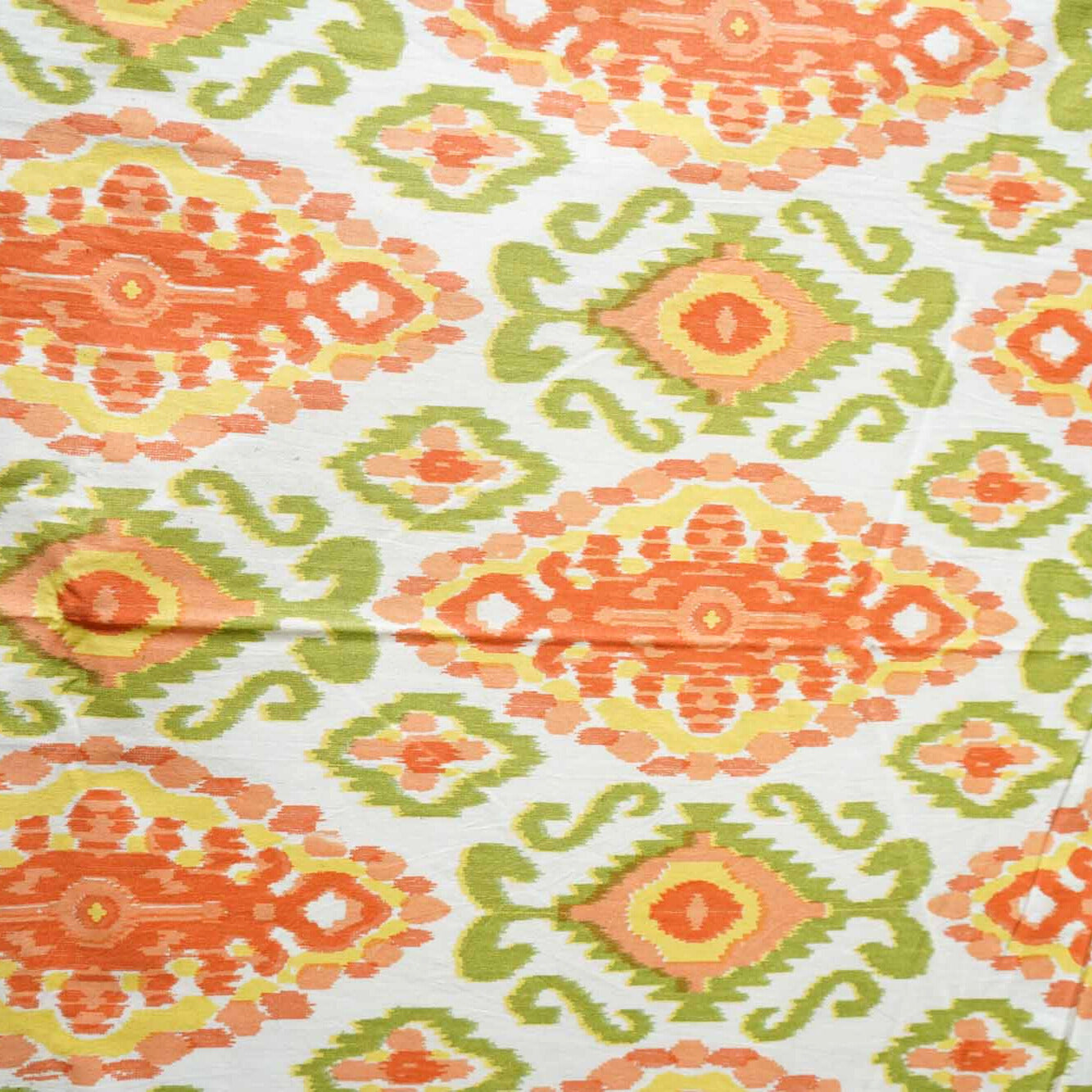 Ikkat - Orange - Flat/Fitted Bedsheet (90x108 Inches)