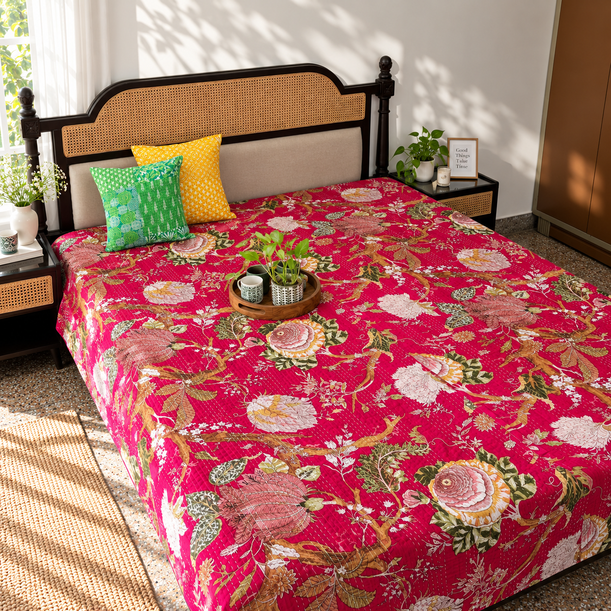 Phulwari - Kantha Stitch Bedcover