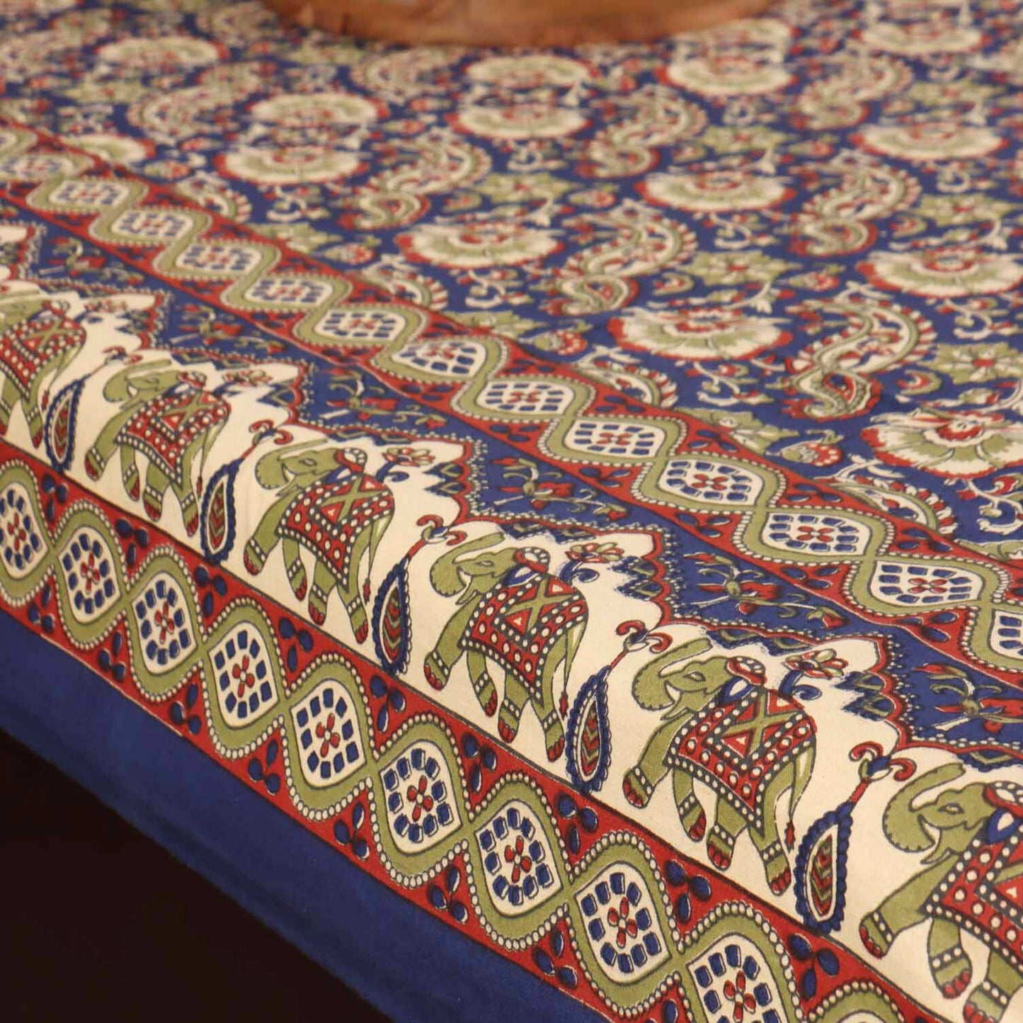 Kalamkari Booti Blue - Single Bed Bedsheet (60x90 Inches)