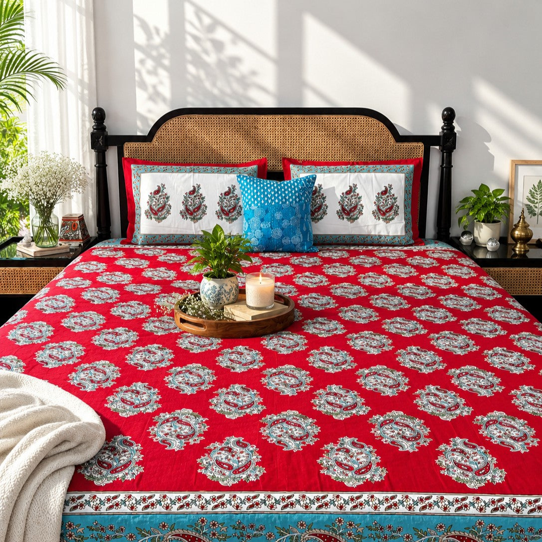 Red Booti - (120 x 120 Inches)