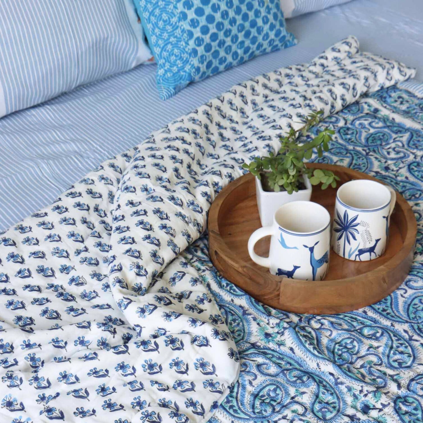 Blue Paisley - Single Bed/ Double Bed Razai/ Comforter