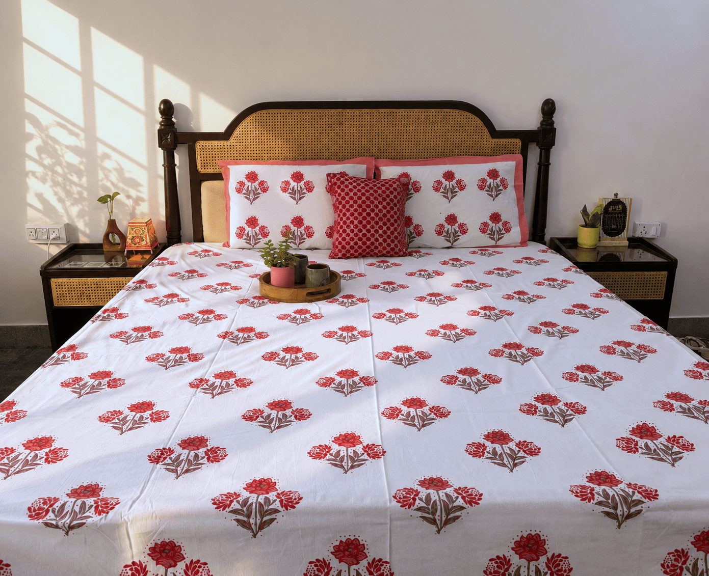 Gulistan Red - Flat I Fitted Bedsheet (108x108 Inches)