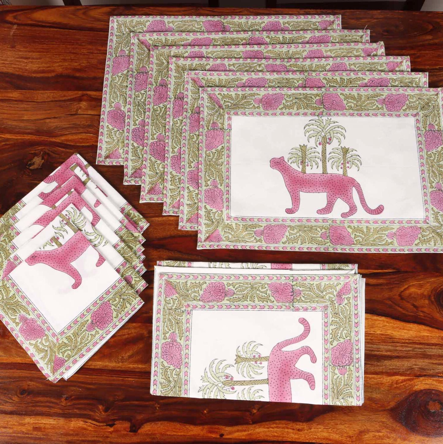 Sherni - Hand Block Table Runner, Table Mats and Napkins