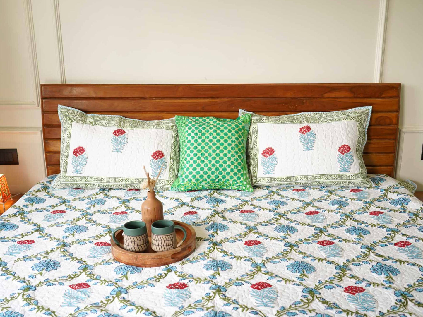 Noor - Quilted and Reversible Handblock Bedcover I Comforter