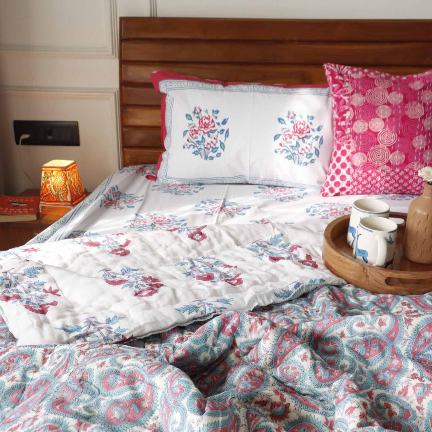 Pink Paisley  - Single Bed/ Double Bed Razai/ Comforter