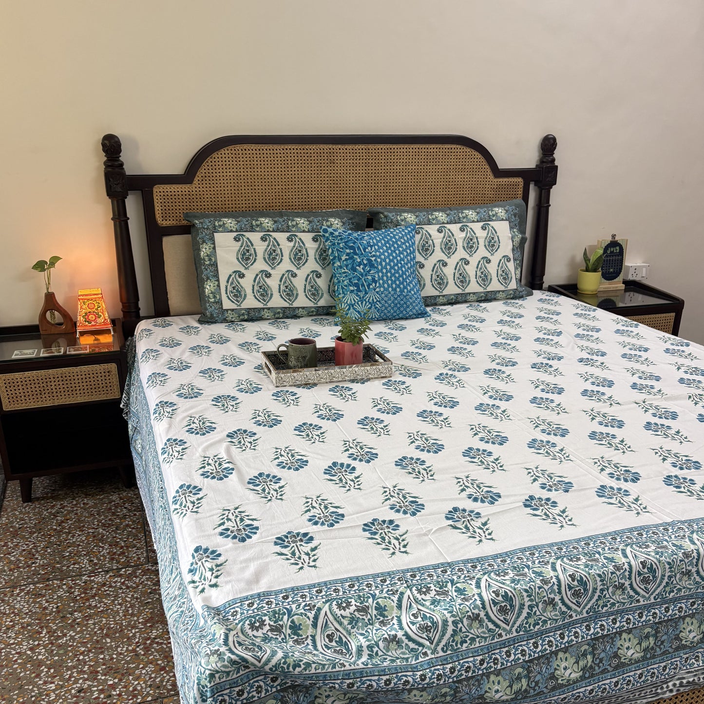 Sapphire Blue - Flat I Fitted Bedsheet (108x108 Inches)