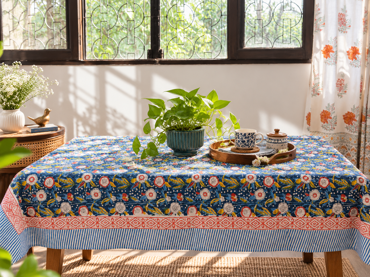 Starry Nights - Hand Block Printed Center Table Cover