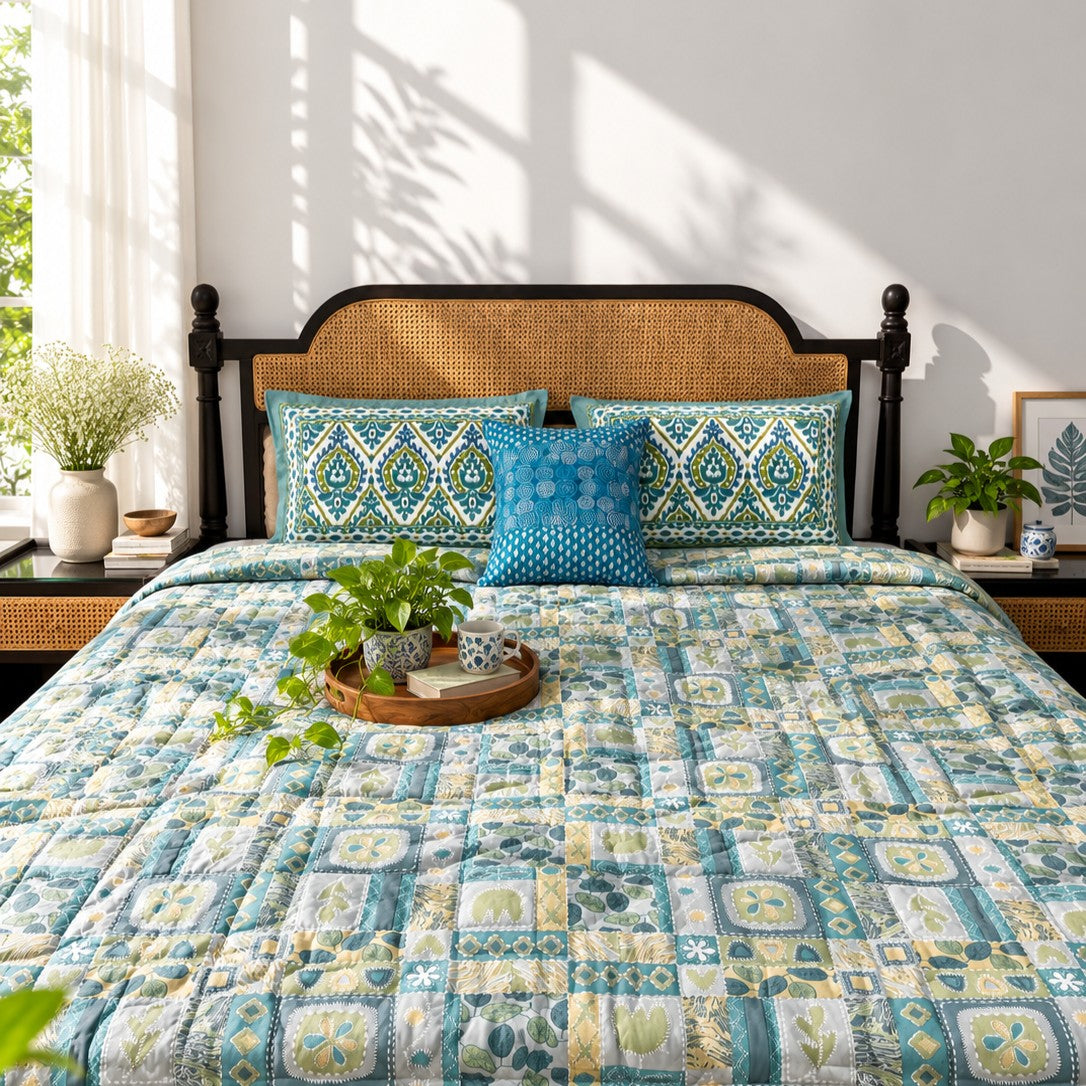 Abstract Blue - Double Bed Quilt