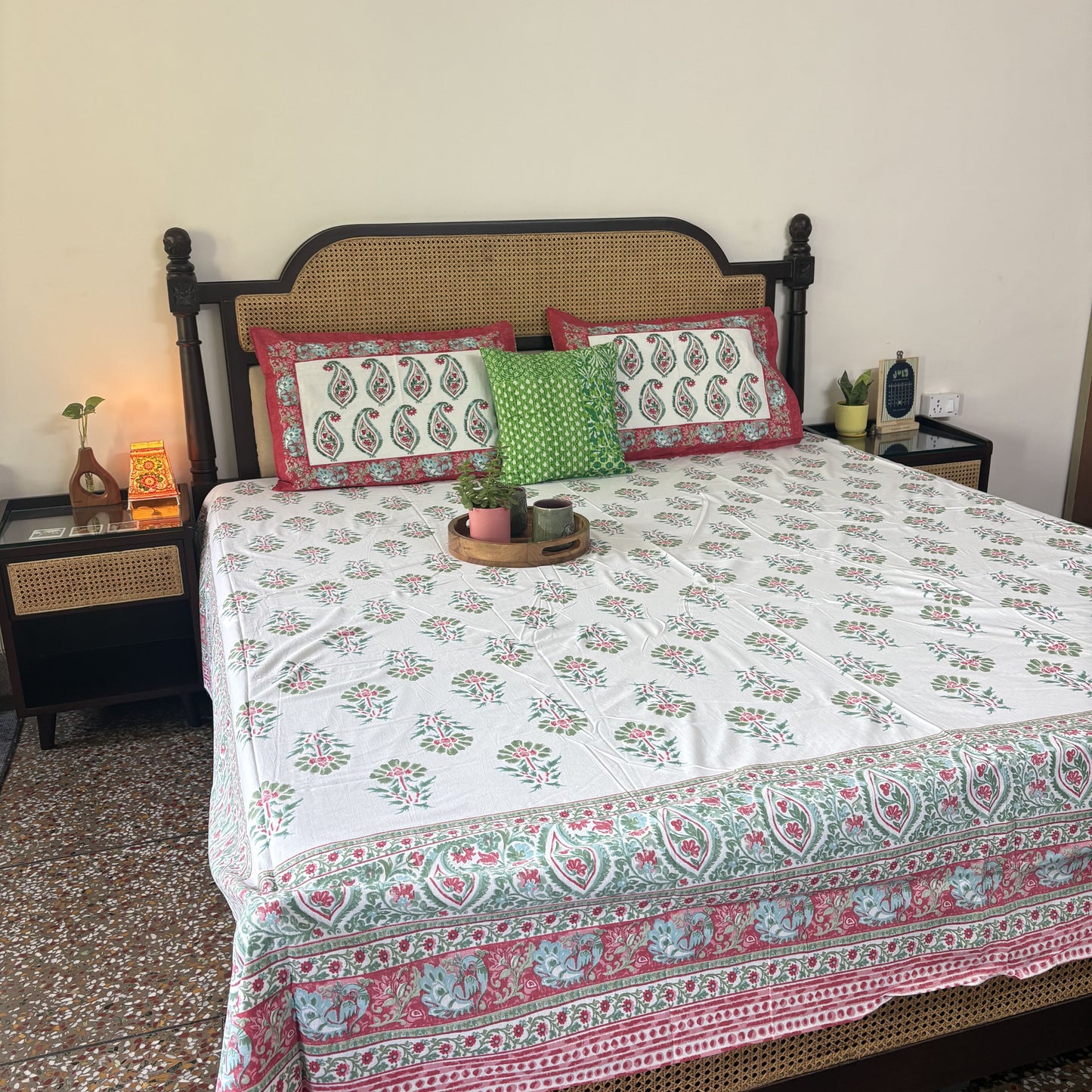 Sapphire Pink - Flat I Fitted Bedsheet (108x108 Inches)
