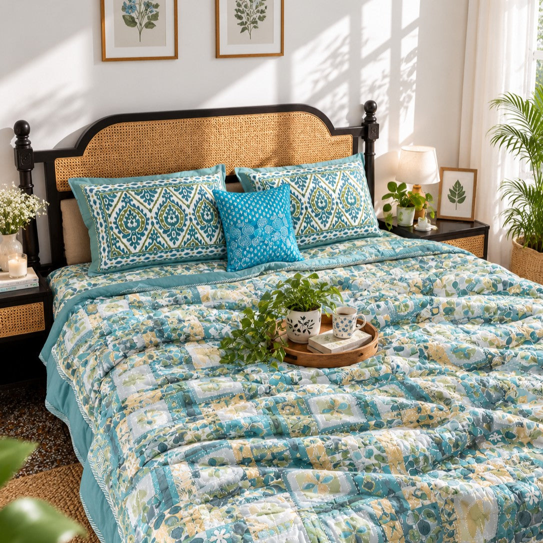 Abstract Blue - Double Bed Quilt