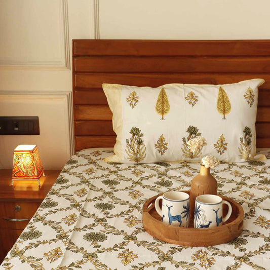 Khushamadeed Yellow - Single Bed Bedsheet (60x90 Inches)