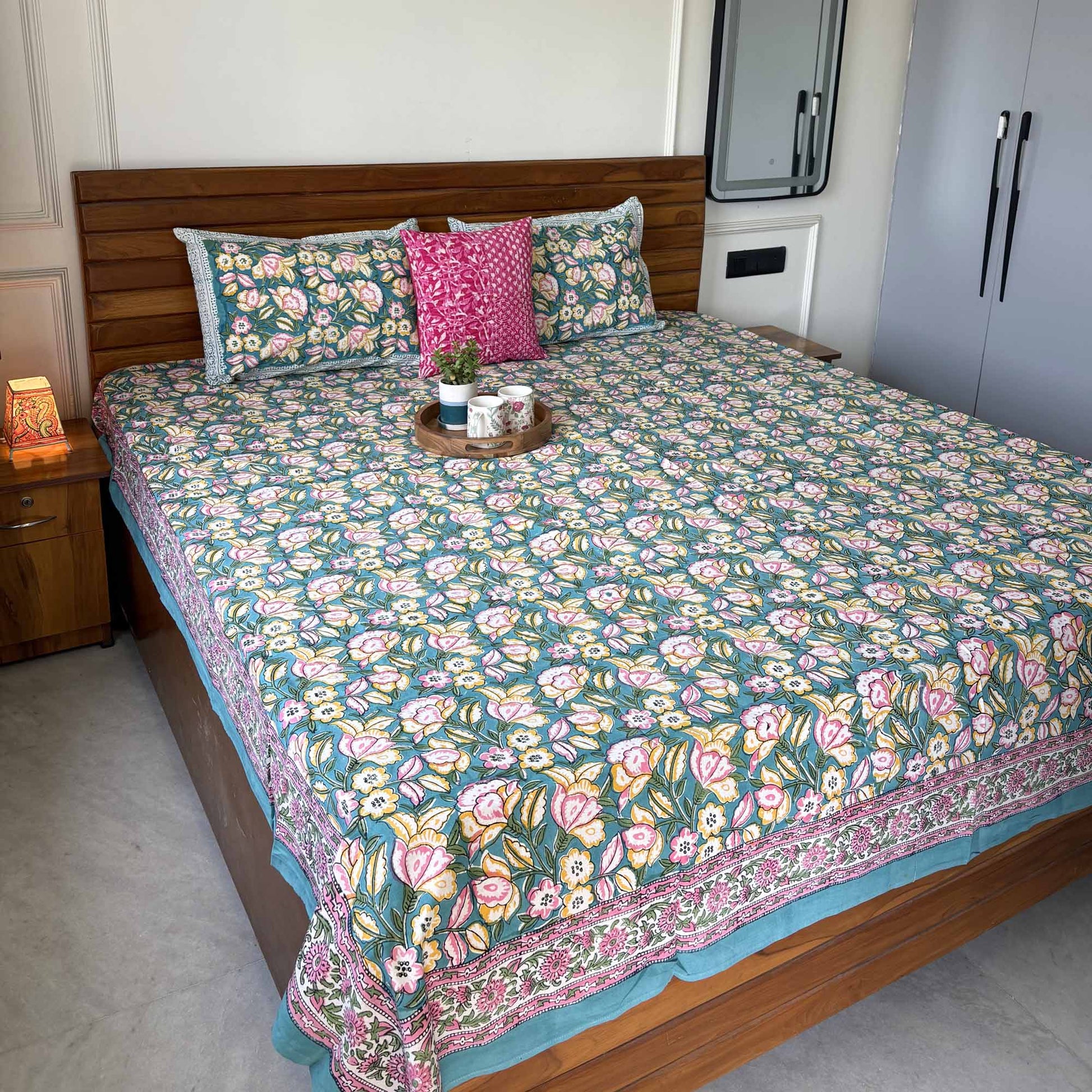 Buy hand block print cotton bedsheet