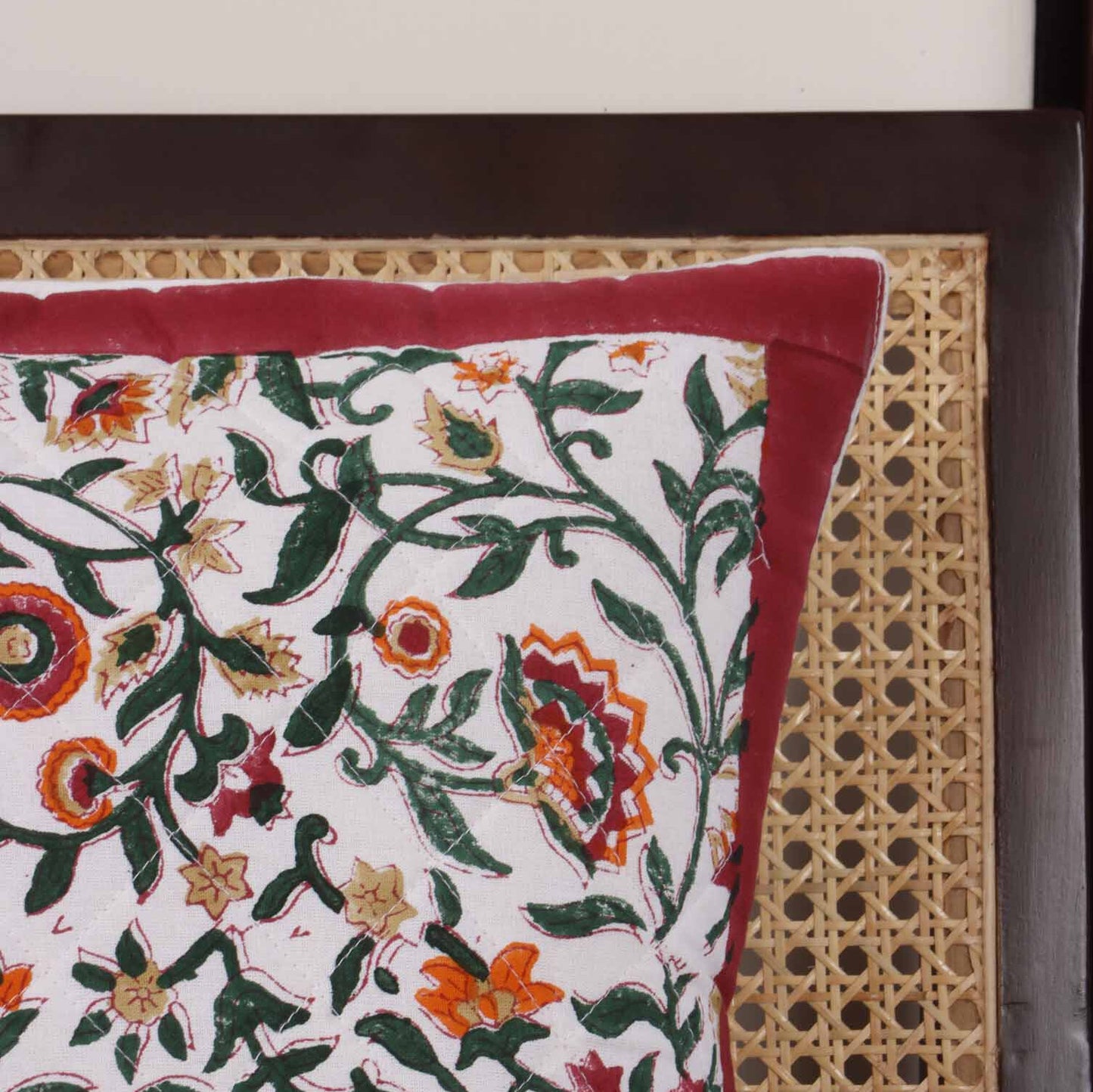 Rang Bahaar -  Hand Block Quilted Cushion Cover