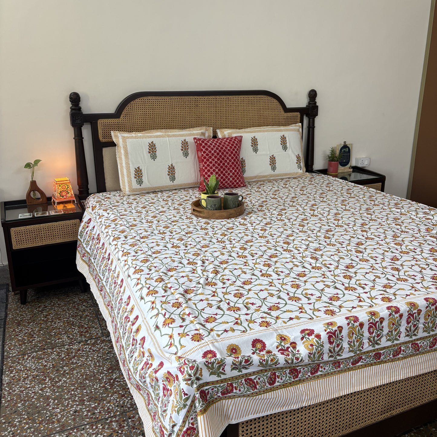 Meher - Hand block Bedsheet (108x108 Inches)
