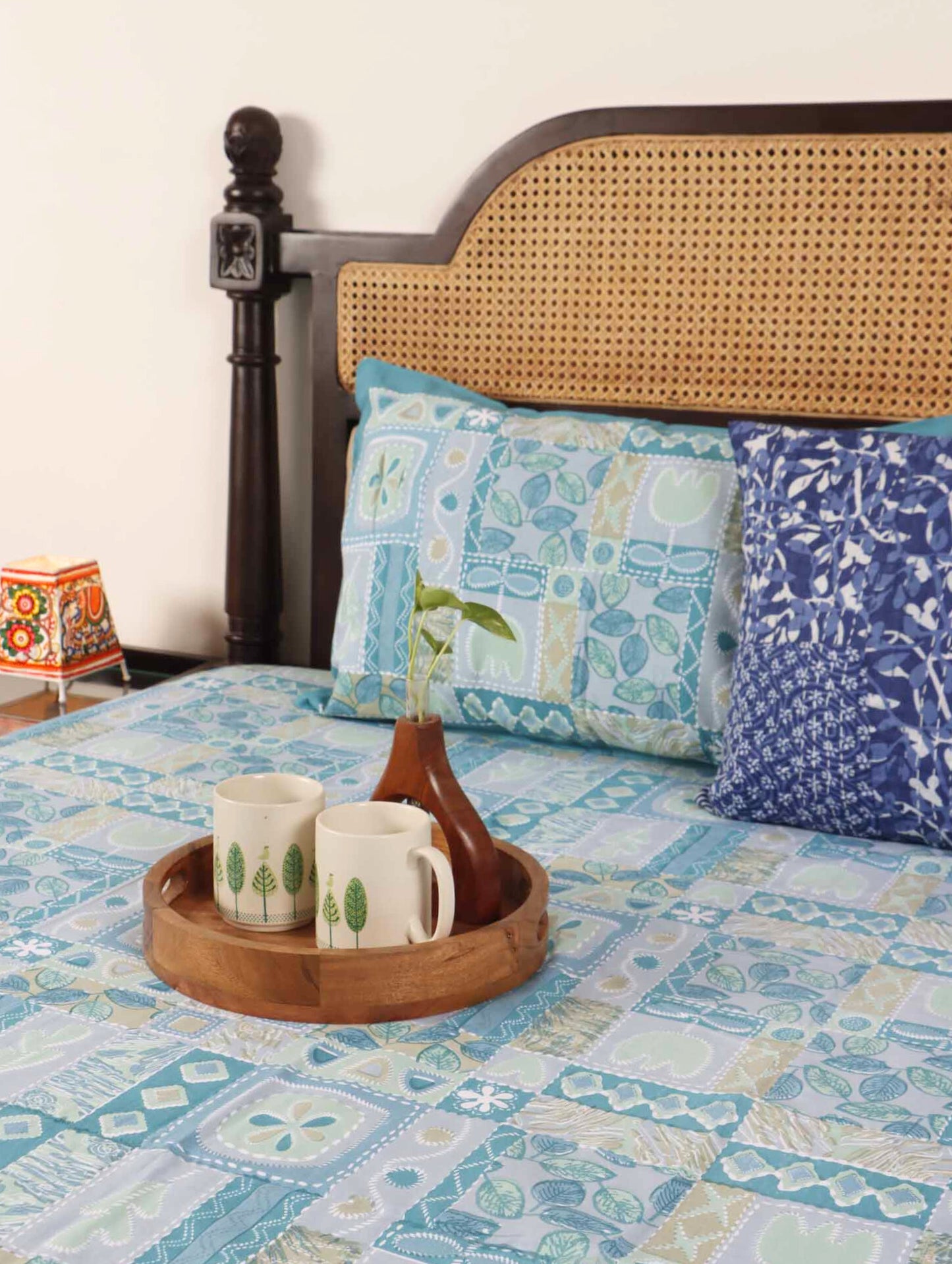 Abstract Blue - Flat I Fitted Bedsheet (100x108 Inches)