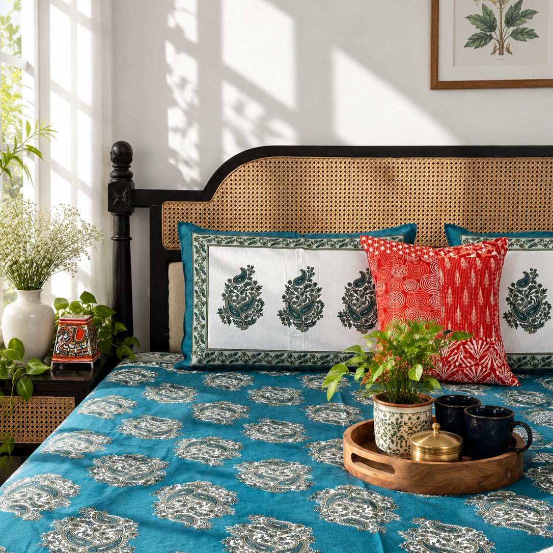 Teal Booti - (120 x 120 Inches)