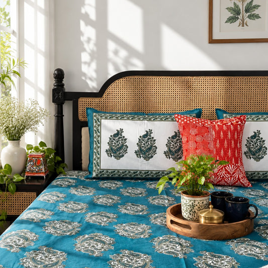 Teal Booti - (120 x 120 Inches)
