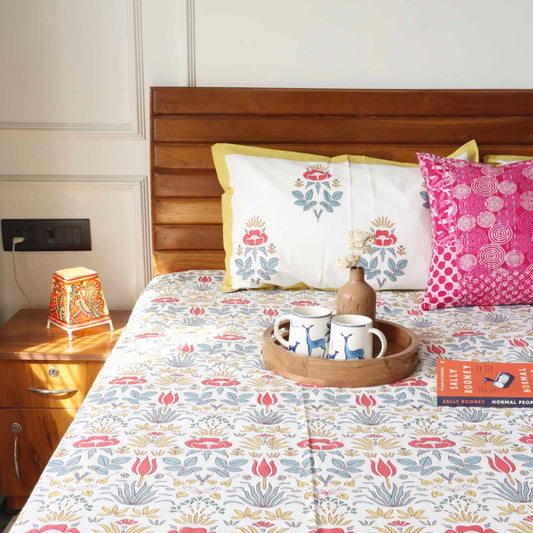 Lotus Yellow - Flat I Fitted Bedsheet (100x108 Inches)