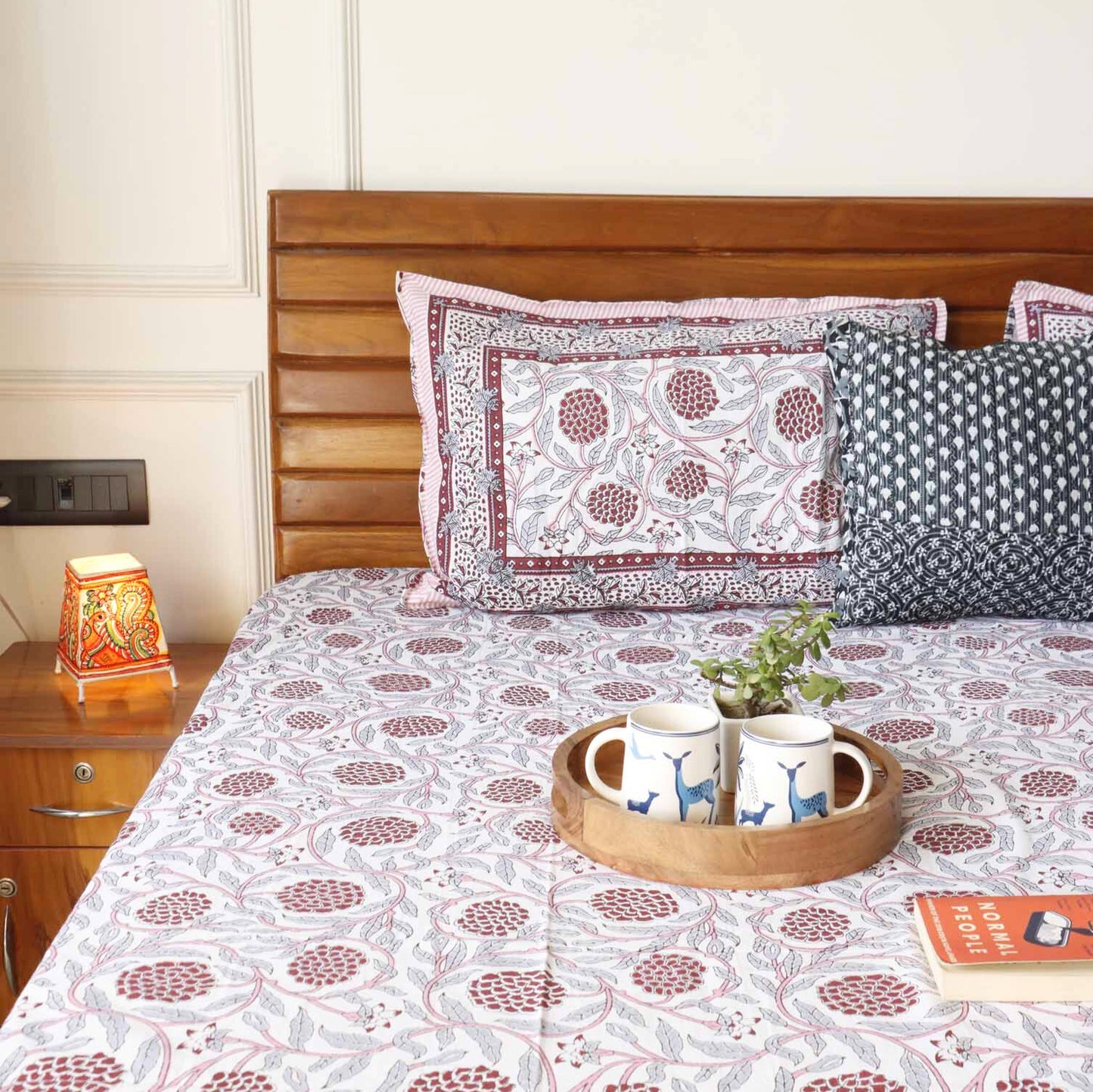 Anaar Red - Flat I Fitted Bedsheet (108x108 Inches)
