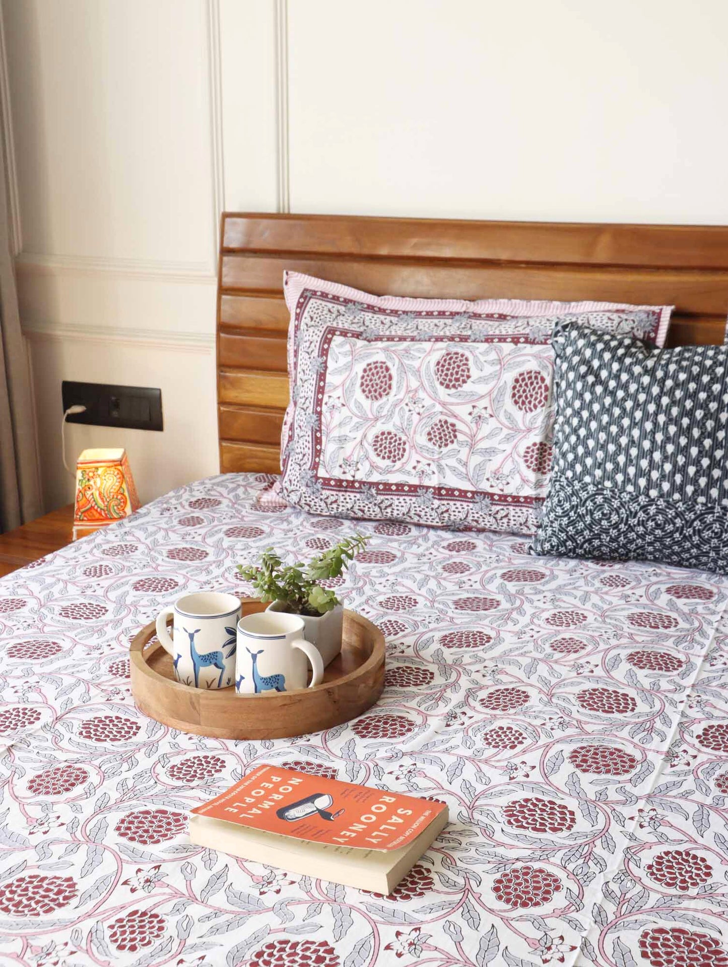 Anaar Red - Flat I Fitted Bedsheet (108x108 Inches)