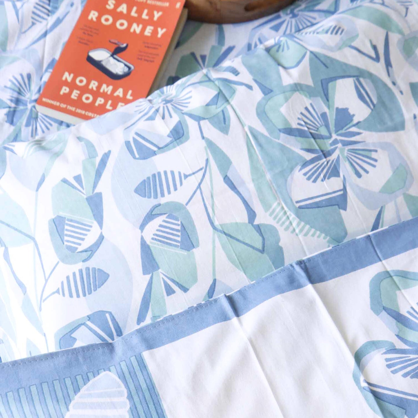 Abstract Floral Blue - Flat I Fitted Bedsheet (100x108 Inches)
