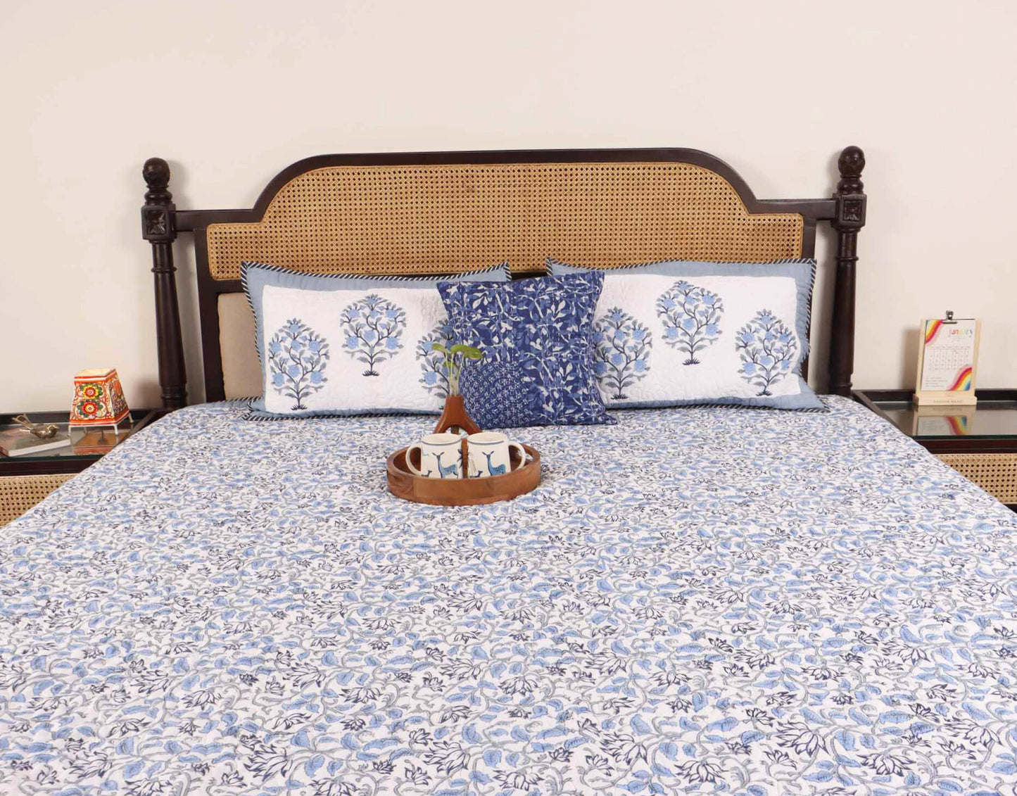 Nirmal - Quilted and Reversible Handblock Bedcover I Comforter