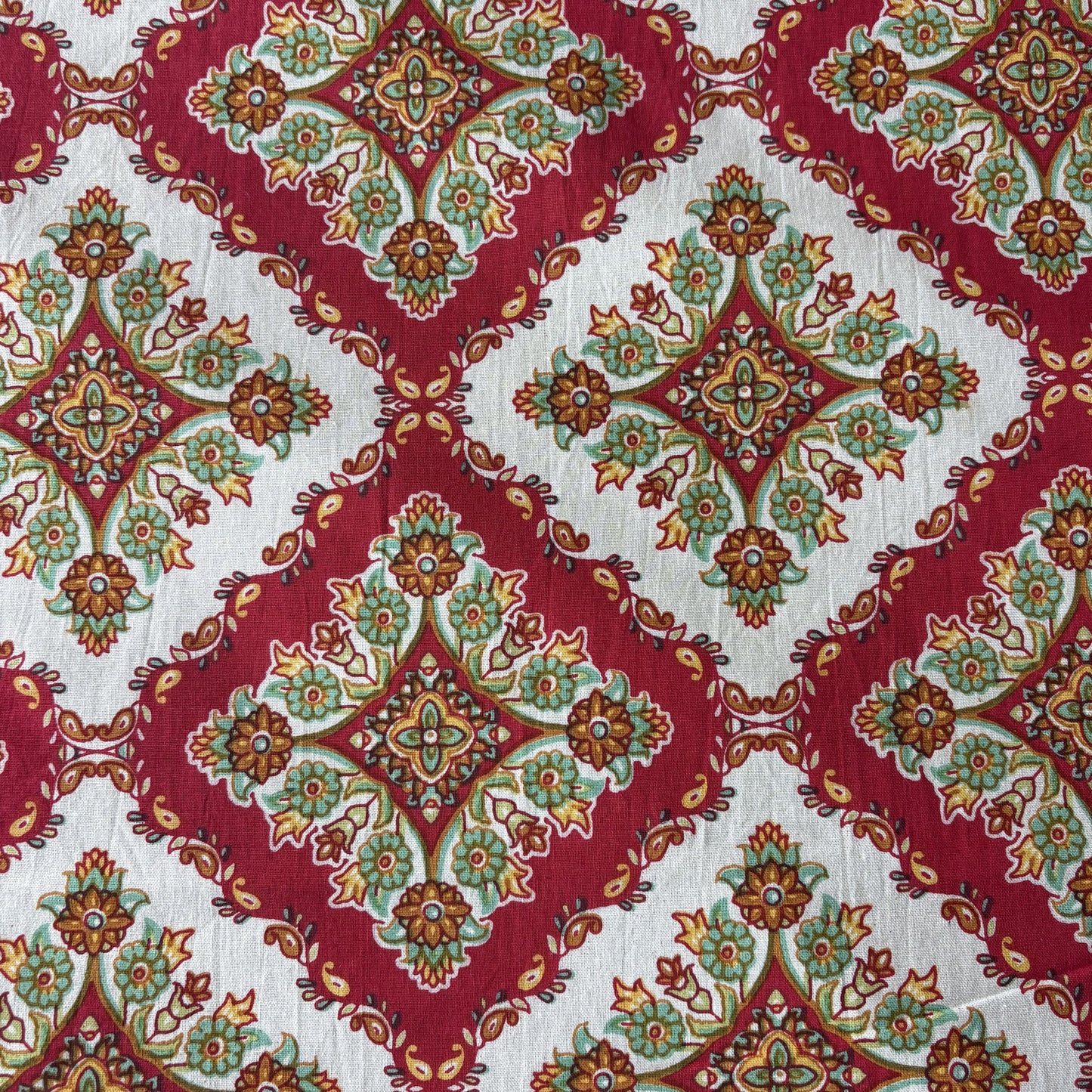 Sagar Red - Flat I Fitted Bedsheet (108x108 Inches)