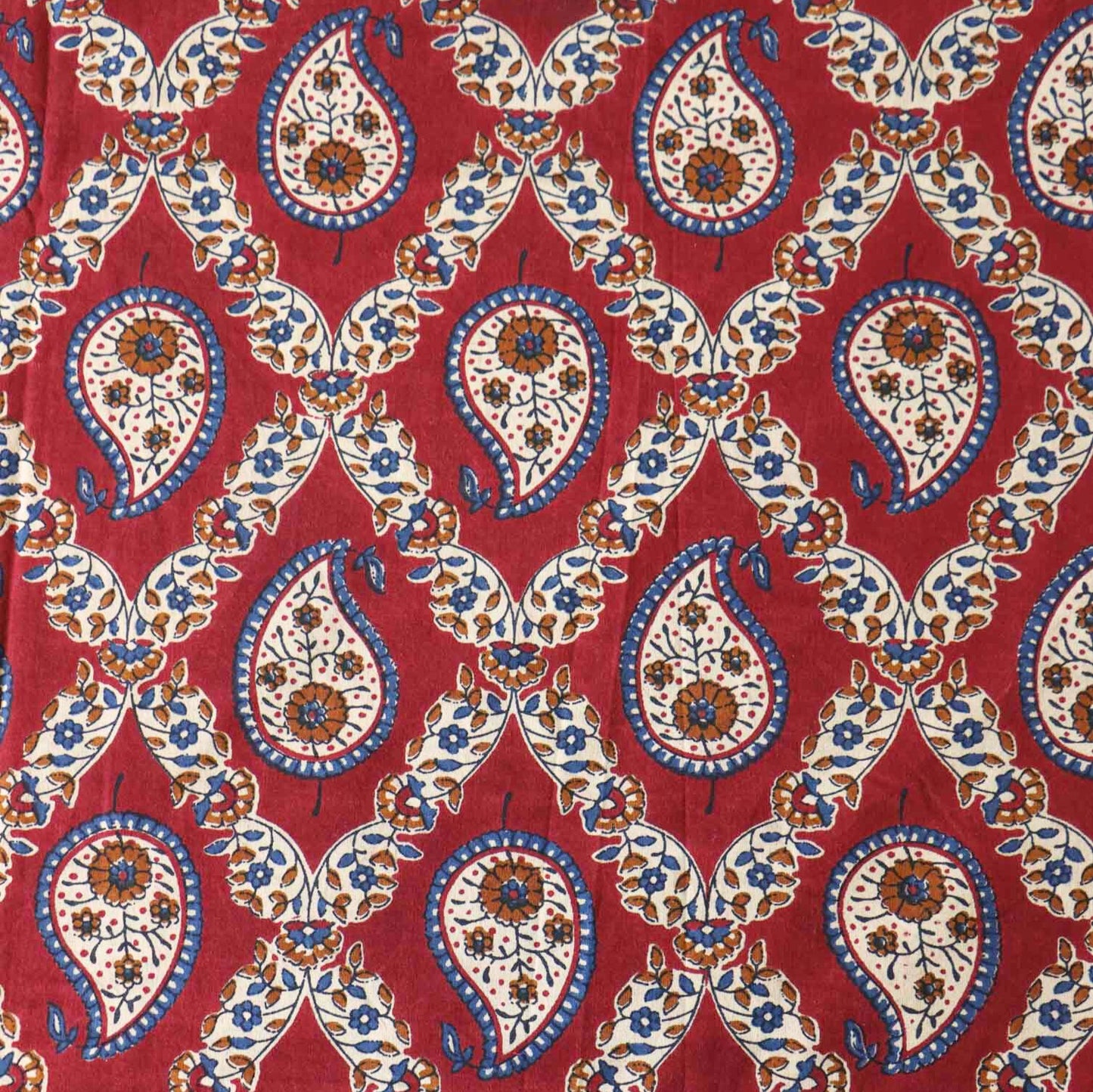 Kalamkari Laal Booti  - Flat I Fitted Bedsheet (108x108 Inches)