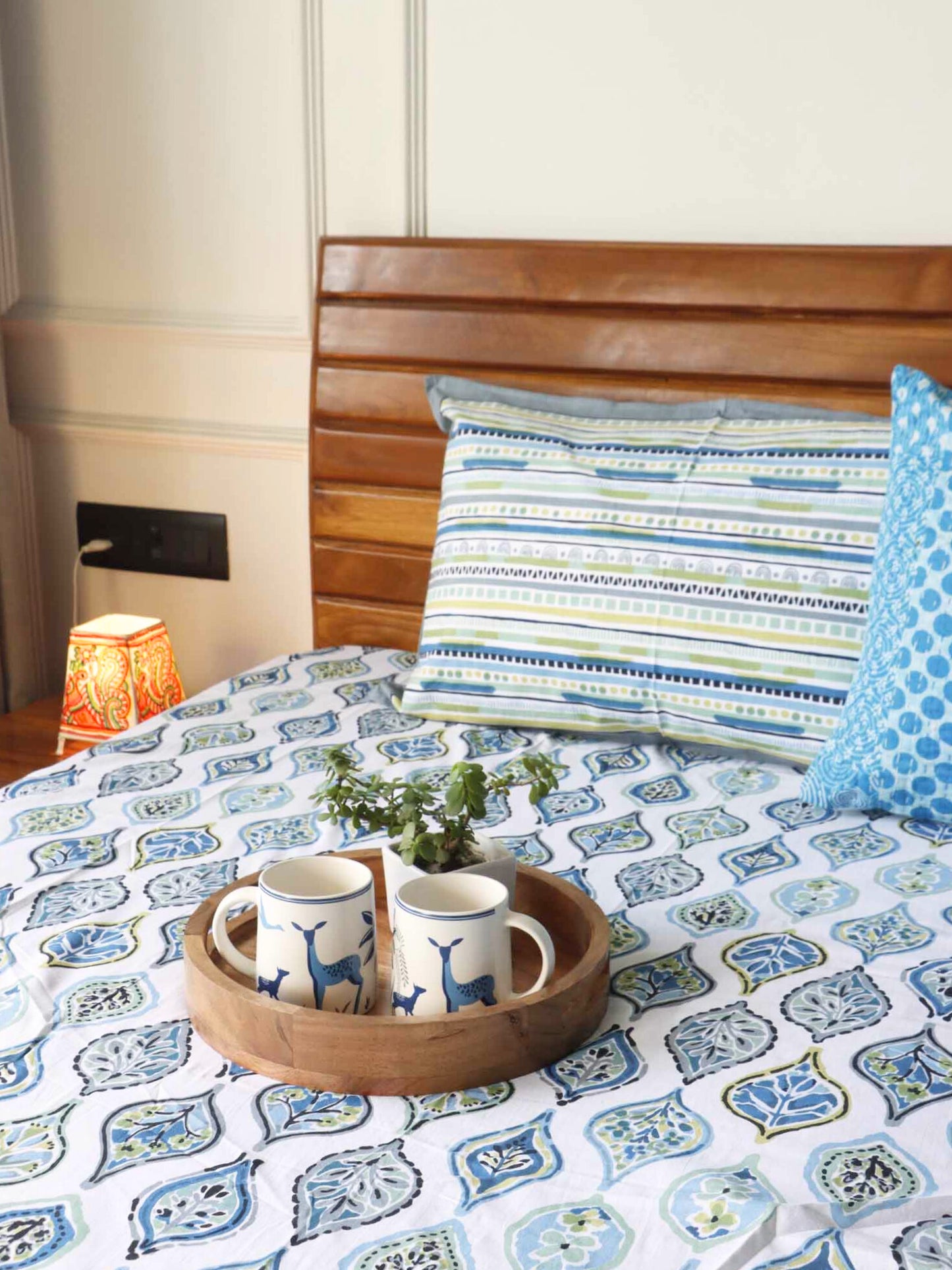 Candy Blue - Flat I Fitted Bedsheet (108x108 Inches)