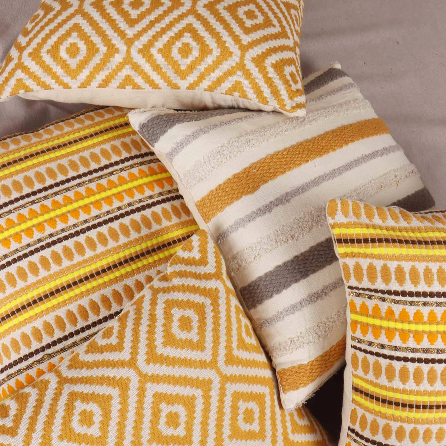 Shades Of Yellow - Cushion Covers - Set of 5