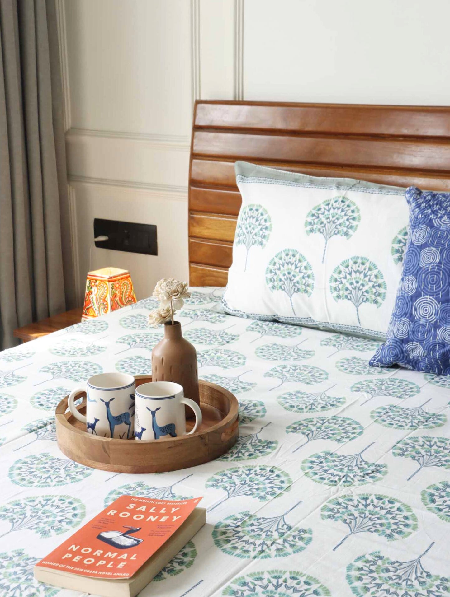 Peacock Green - Flat I Fitted Bedsheet (108x108 Inches)