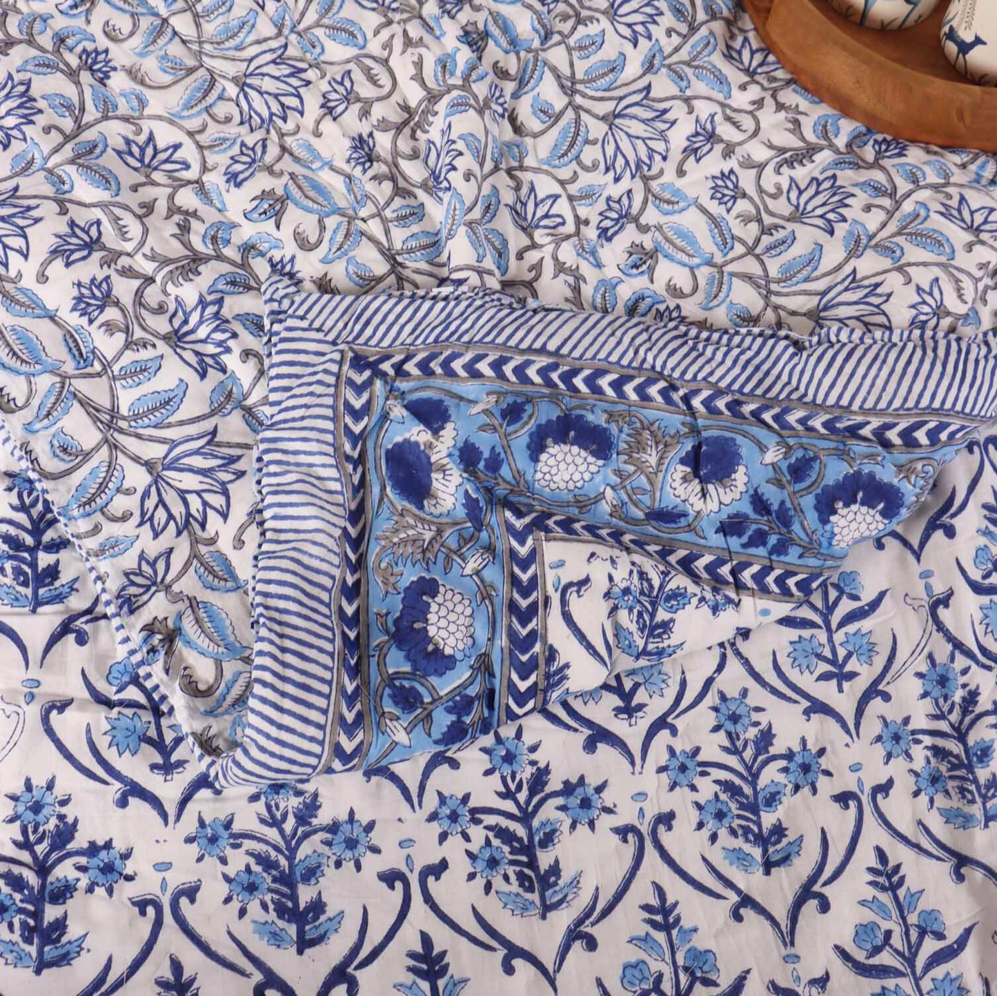 Auli - Handblock Single Bed Quilt