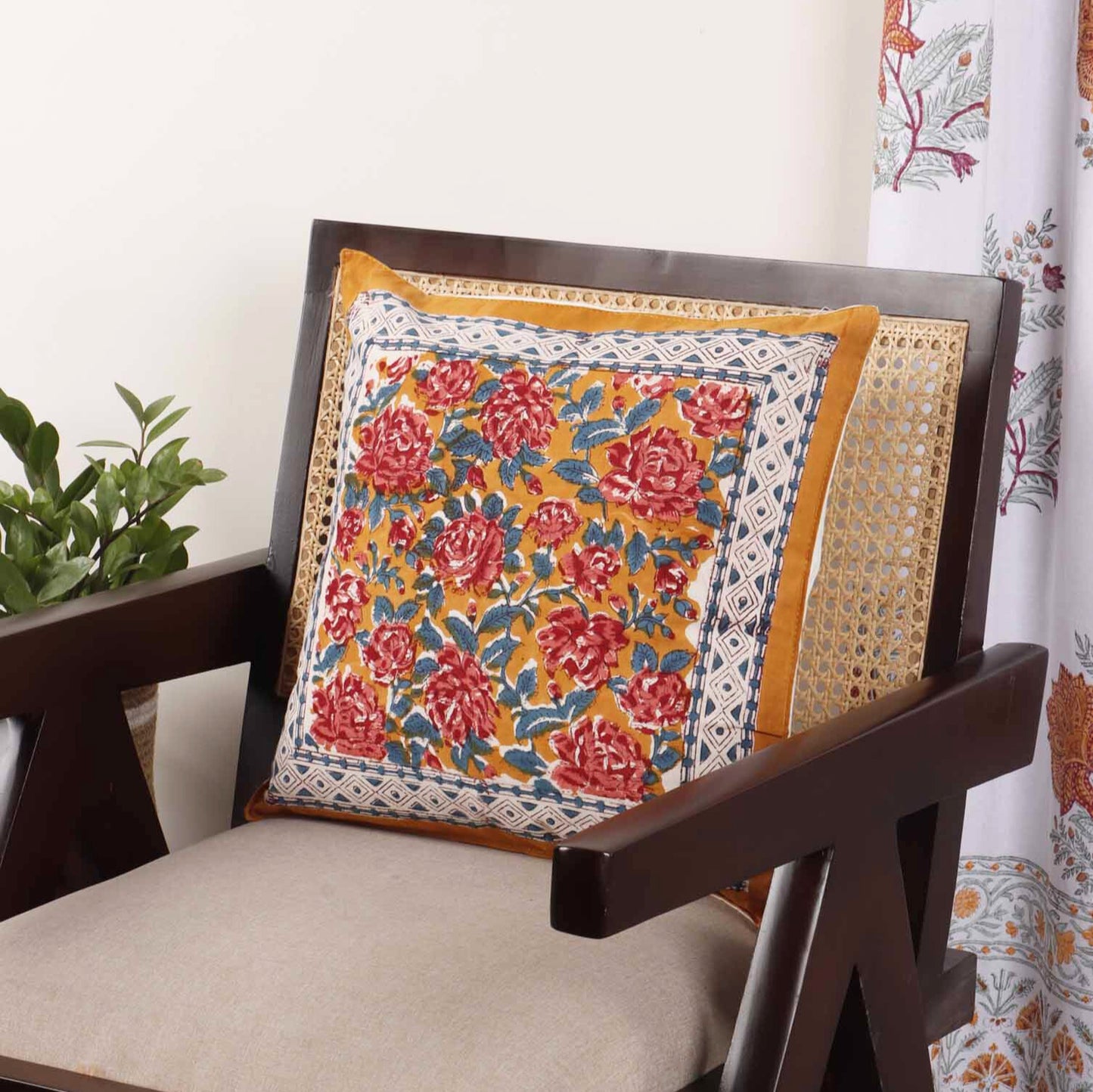 Gudhal -  Hand Block Cushion Cover