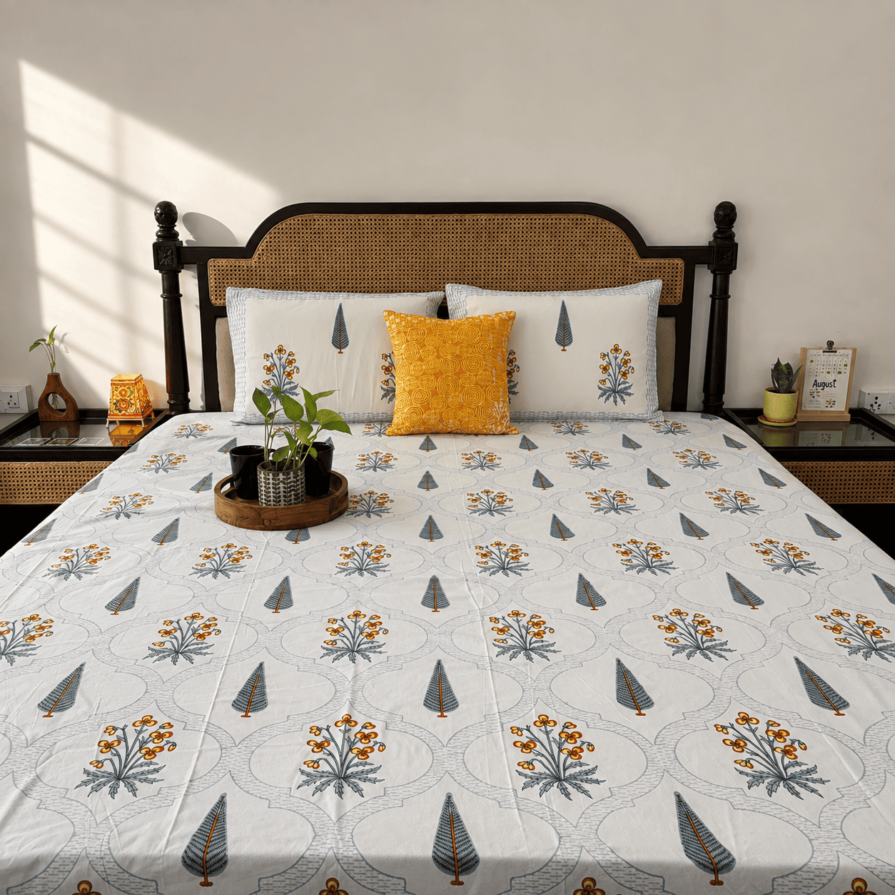 Nazakat Orange – Flat I Fitted Bedsheet (108x108 Inches)