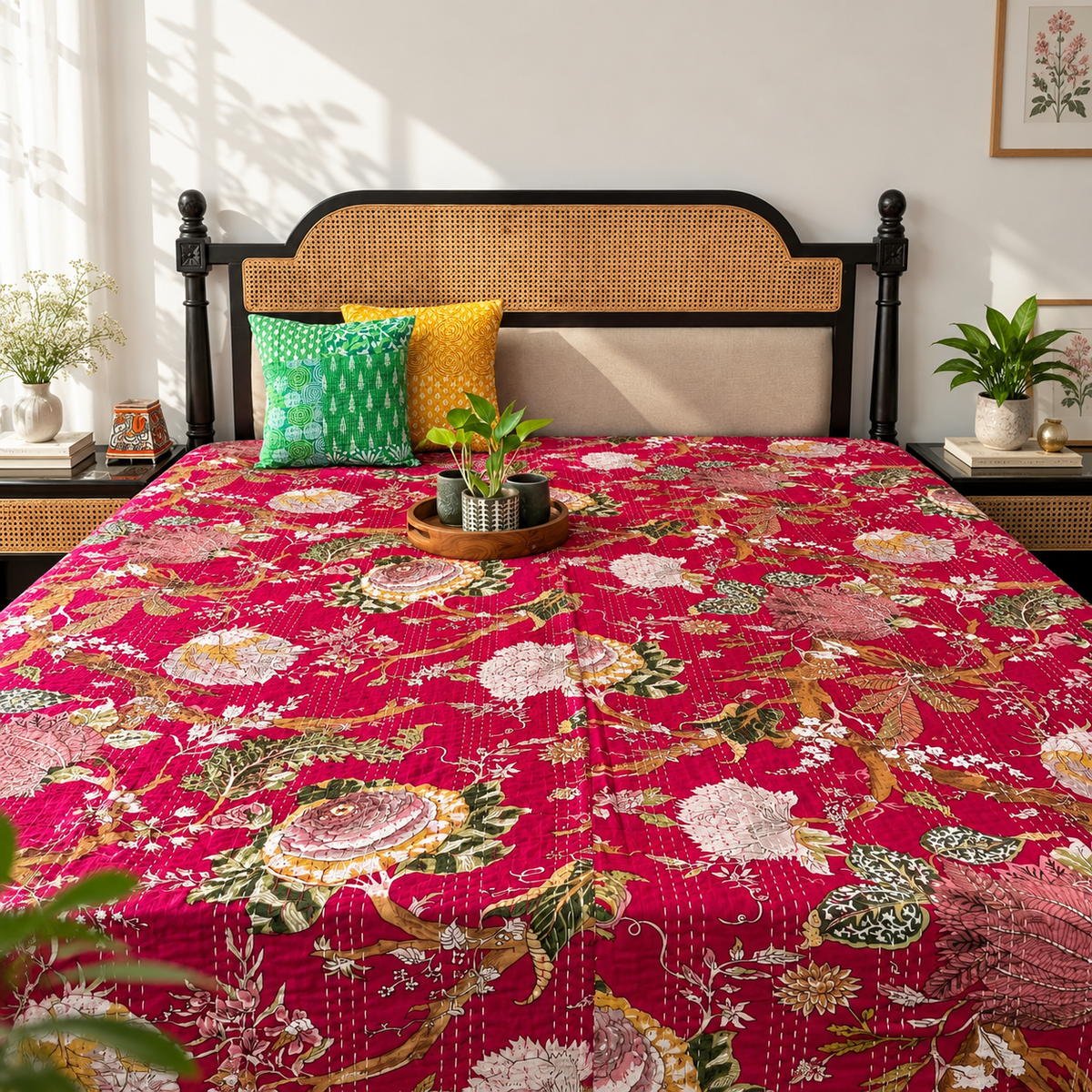 Phulwari - Kantha Stitch Bedcover