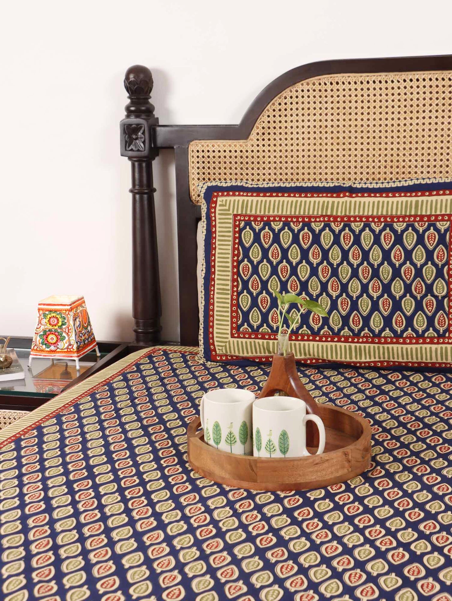 Kalamkari Patti Blue - Single Bed Bedsheet (60x90 Inches)