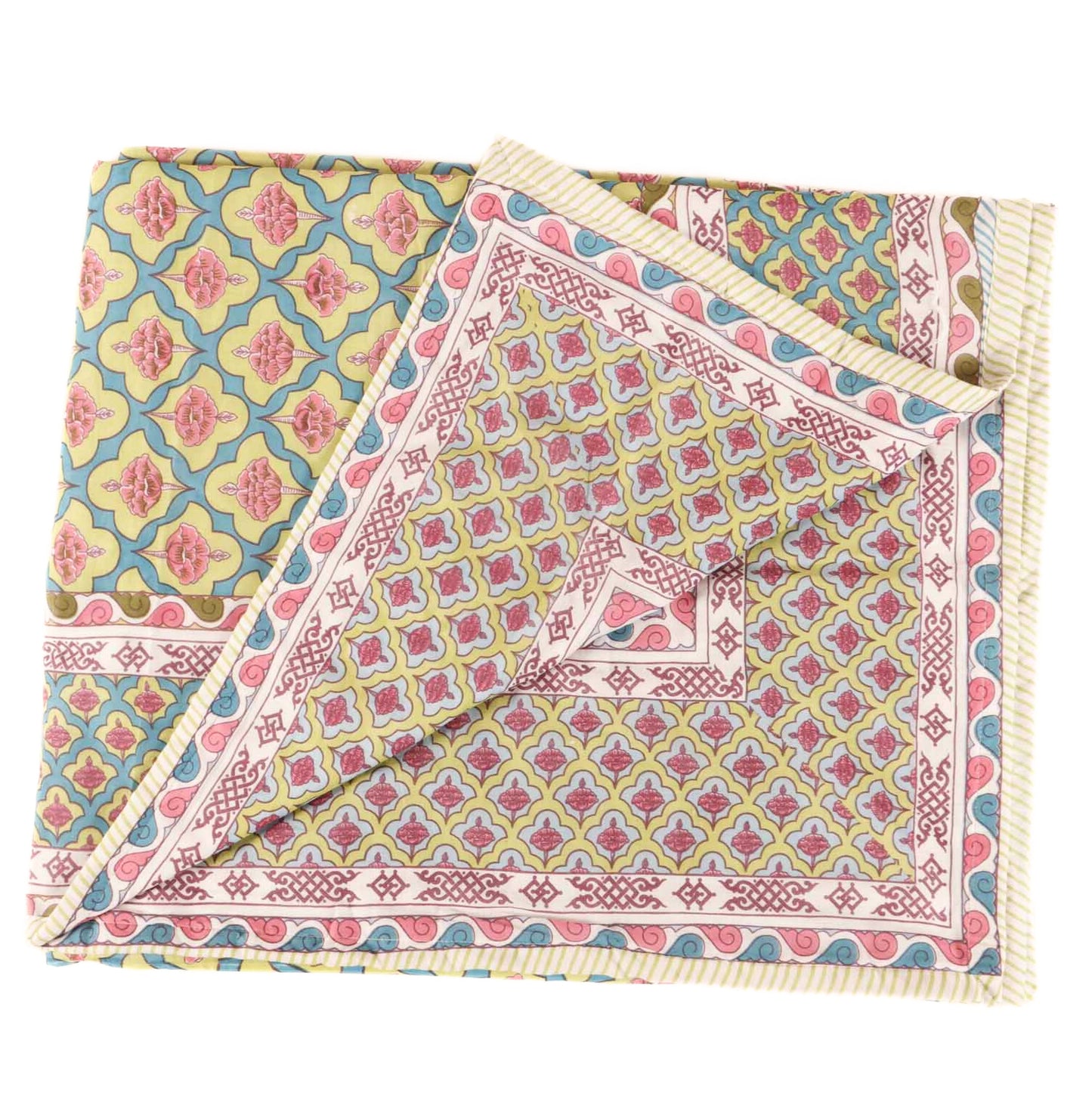 Double Bed Reversible Mul Dohar – Strawberry Menthol