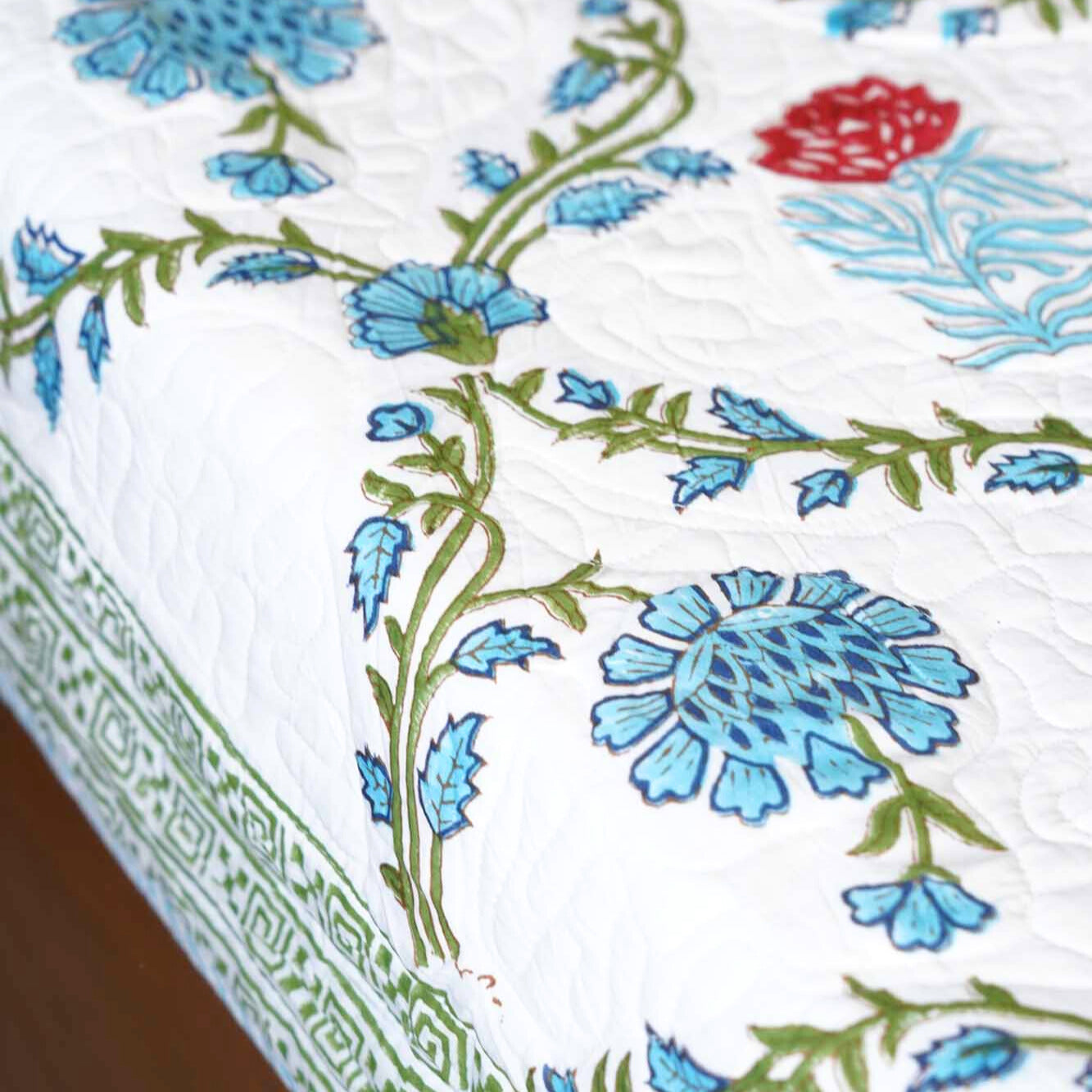 Noor - Quilted and Reversible Handblock Bedcover I Comforter