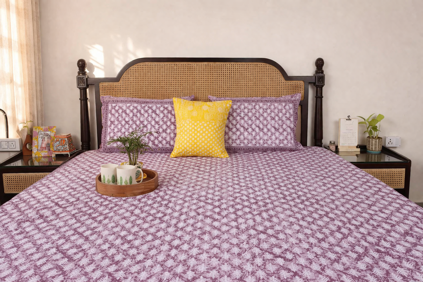 Meera Purple – Flat I Fitted Bedsheet (108x108 Inches)