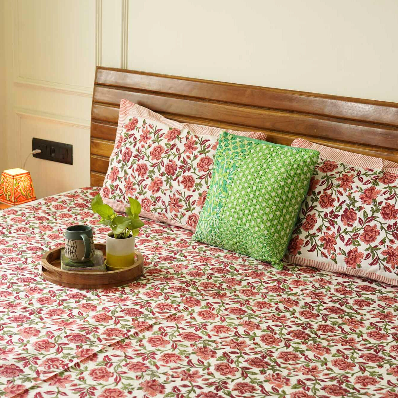 Gudhal - Hand block Bedsheet (100x108 Inches)