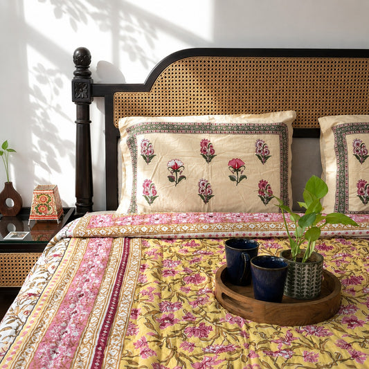 Baagh Yellow- Double Bed Razai/ Comforter