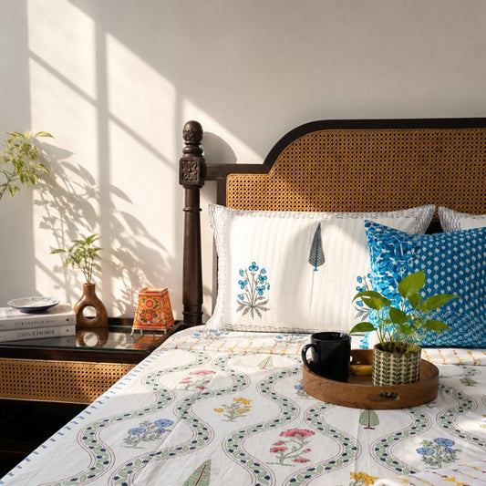 Pair Of Single Bed Hand Block Print Reversible Mul Dohar – Nargis