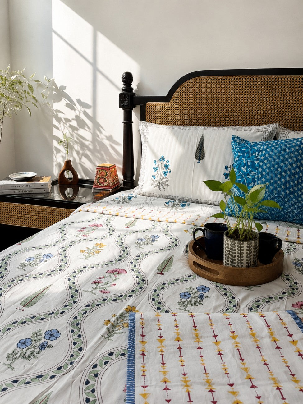 Pair Of Single Bed Hand Block Print Reversible Mul Dohar – Nargis