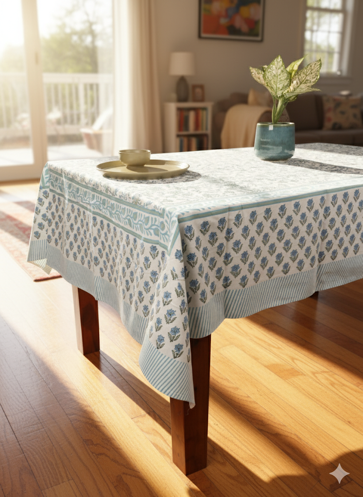 Rivaayat Hand Block Six seater Dining Table Cover