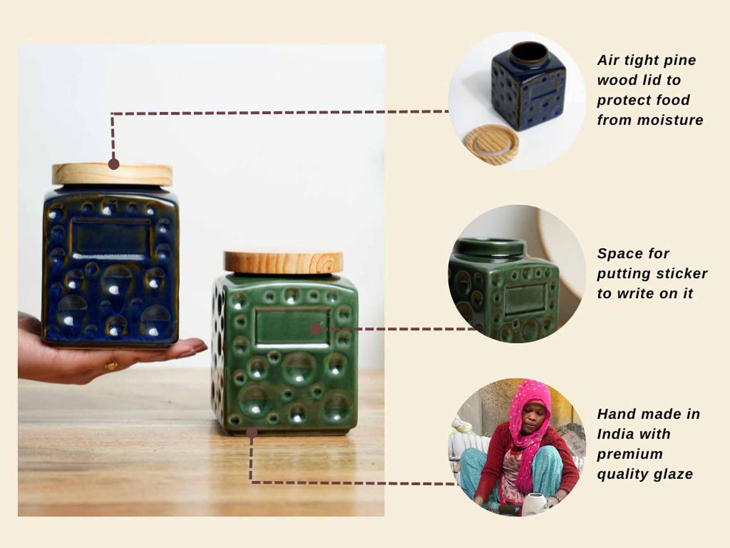 Versatile Storage Jar with Pine Wood Air - Tight Lid