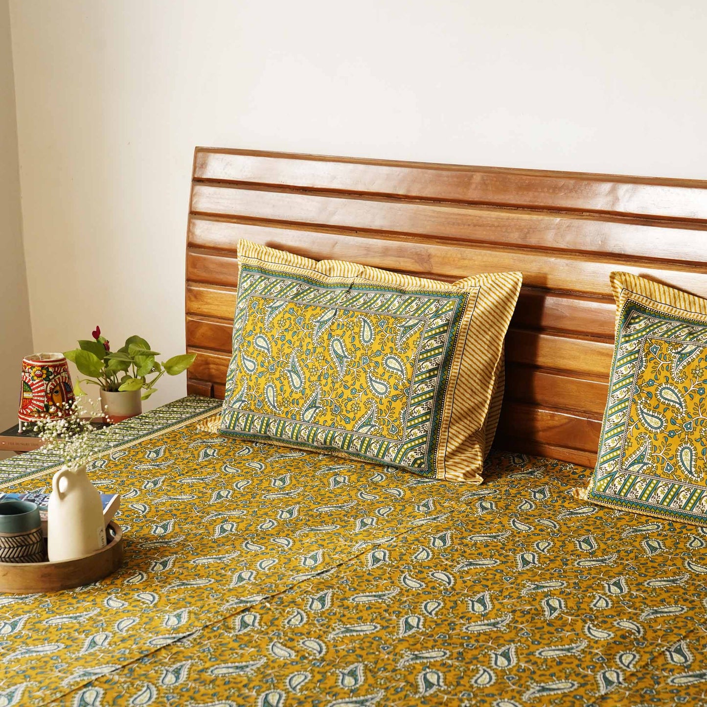 Rangoli – Mustard - Flat/Fitted Bedsheet (90x108 Inches)